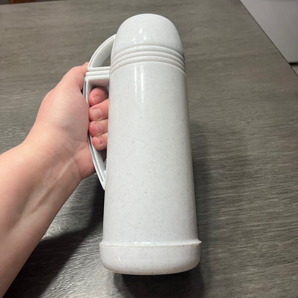 GoGo Glass Insulated Water Drinking Bottle 16 Oz w/ Cup Very Light Gray Speckled